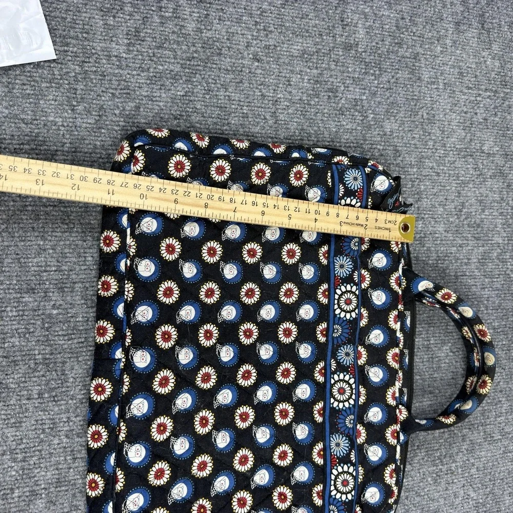 Vera Bradley Laptop Bag Womens Large Black Owl Print Quilted Zip Handles